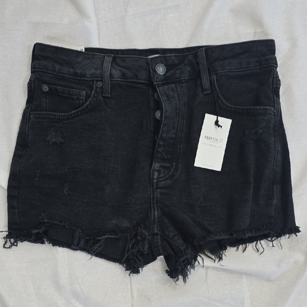 Forever 21 Dark‎ Denim Distressed Shorts